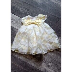 Bonnie Baby Girls 6-9 Mths Yellow Floral 2 Piece Short Sleeve Dress, NWOT